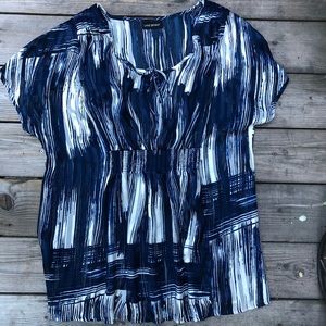Lane Bryant blue and white top